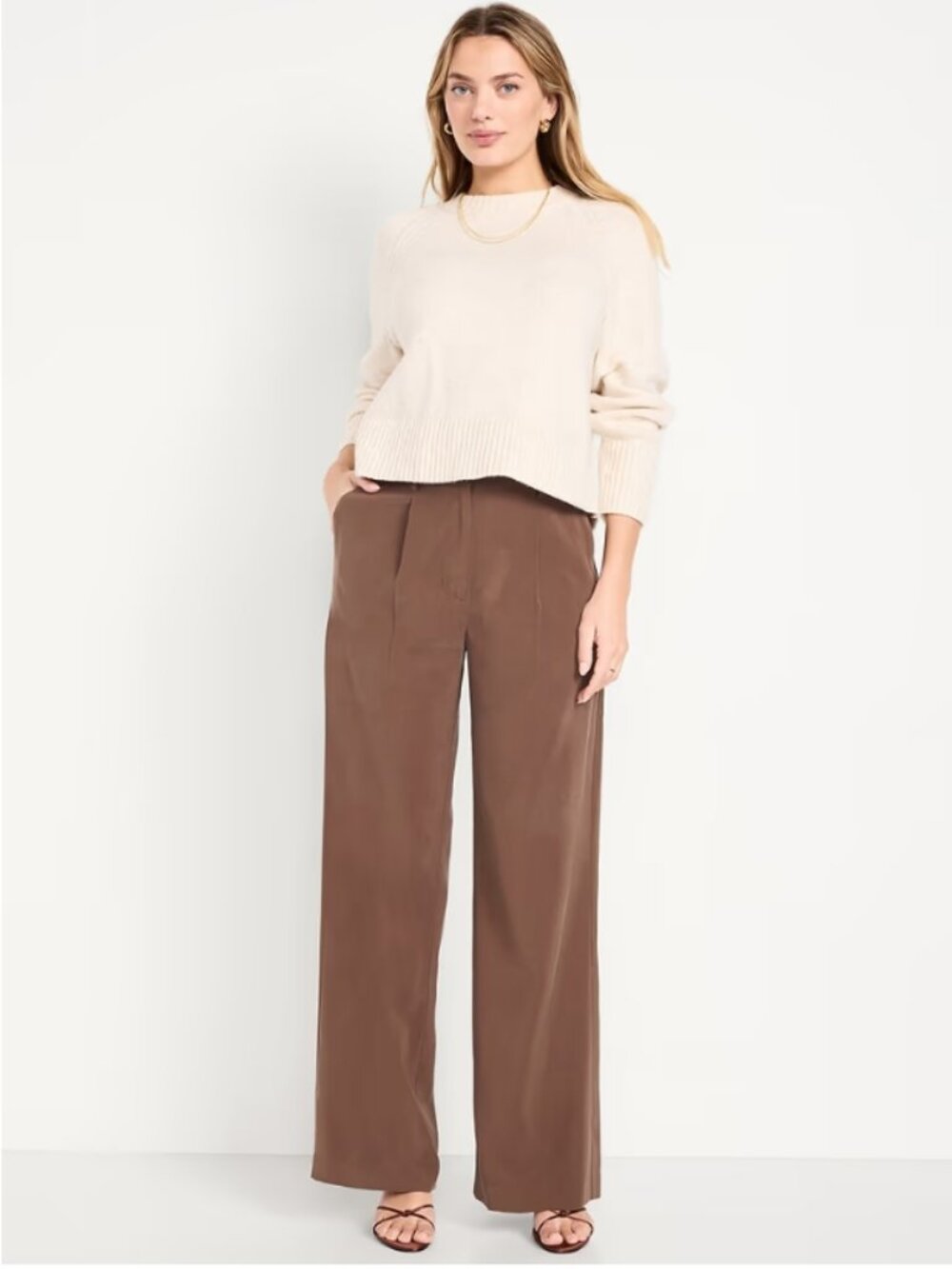 Old Navy High Drapey Twill Trouser Pants (2 Tall)